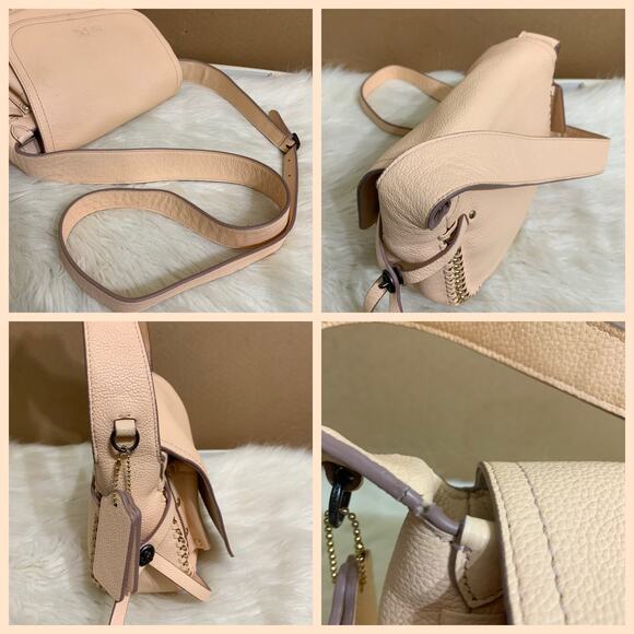 COACH DAKOTAH Apricot Leather Small Whipstitched Flap Saddle Crossbody 34397 - Picture 13 of 15